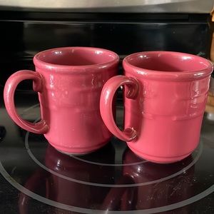 Longaberger Pottery Woven Traditions Coffee Mugs-Set of 2 - Paprika color